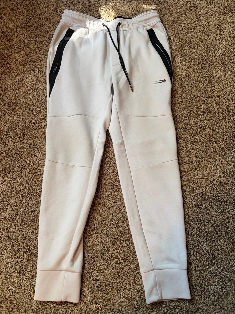 American Eagle Outfitters White Jogger Sweatpants with Black Accents